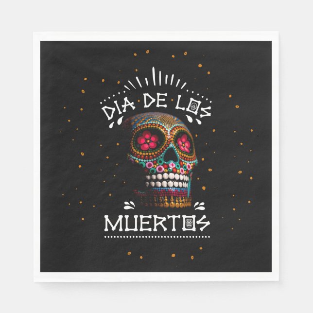 Mexikanischer Dia des Toten Skeletts Kunst des Tod Serviette (Vorderseite)