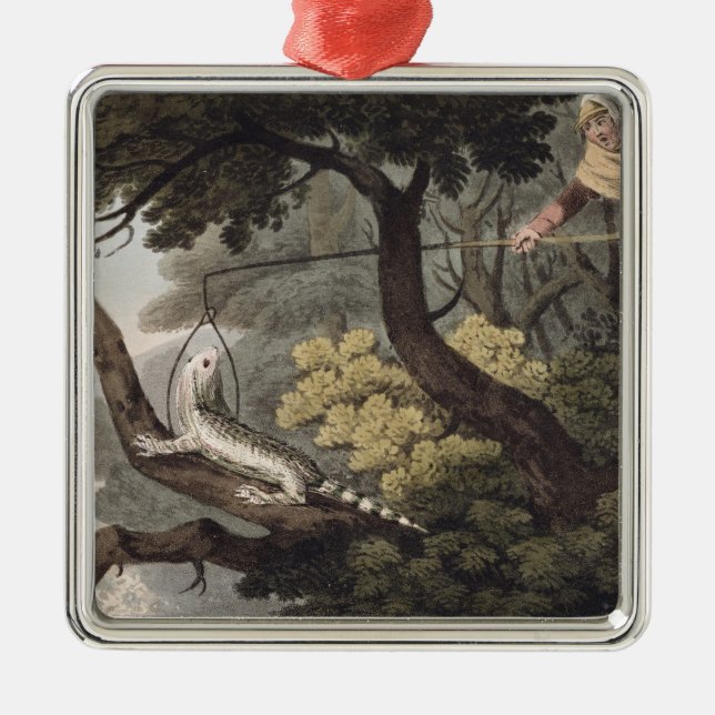 Mexikanischer Eidechsen-Fänger, graviert von Silbernes Ornament (Vorne)