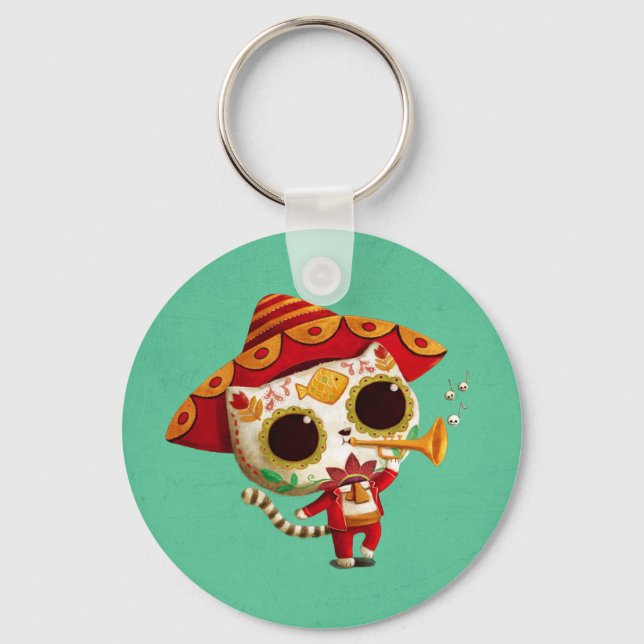 Mexikanischer El mariachi Niedlich Cat Schlüsselanhänger (Vorderseite)