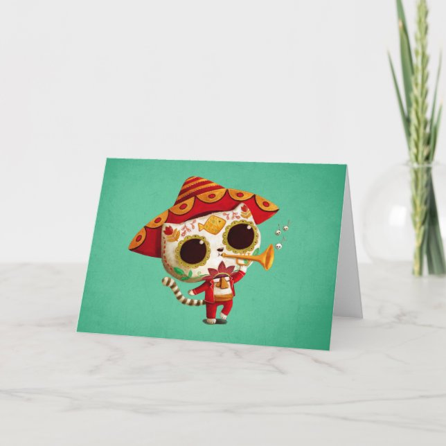 Mexikanischer EL-Mariachi niedliche Katze Karte (Vorderseite)