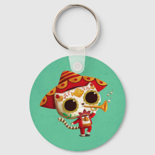Mexikanischer EL-Mariachi niedliche Katze Schlüsselanhänger