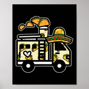 Mexikanischer Feuerwehrwagen Sombrero Taco Cinco D Poster