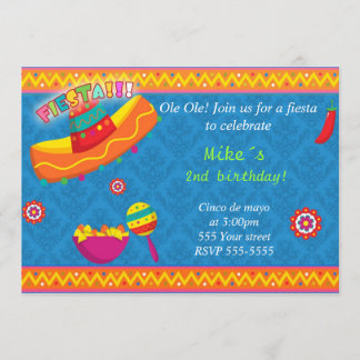 Mexikanischer Fiesta Einladung Boy Birthday Blue