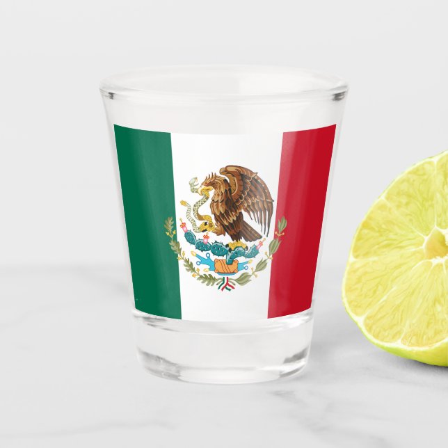 Mexikanischer Flaggen- und Mexikanischer Landpatri Schnapsglas (Vorderseite)