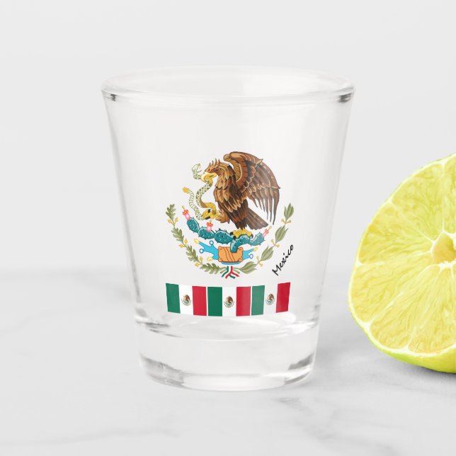 Mexikanischer Flaggen- und Mexikanischer Landpatri Schnapsglas (Vorderseite)