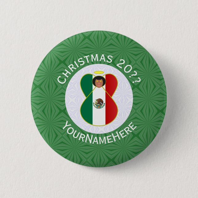 Mexikanischer Flaggenangel Personalisiert Button (Vorderseite)