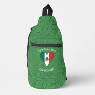 Mexikanischer Flaggenschwerpunkt Grüner Hintergrun Crossbody Bag