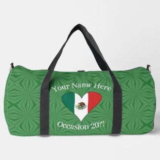 Mexikanischer Flaggenschwerpunkt Grüner Hintergrun Duffle Bag