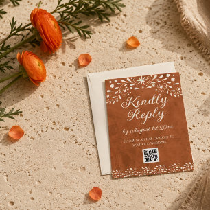 Mexikanischer floraler Hochzeits-QR-Code RSVP Karte