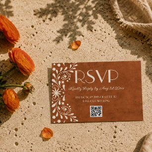 Mexikanischer floraler Hochzeits-QR-Code RSVP Karte