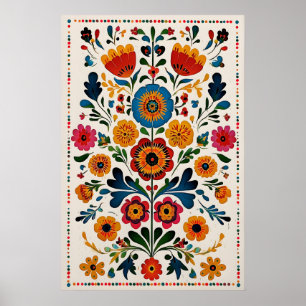 Mexikanischer floraler Kunstdruck Vibrantes Otomi- Poster