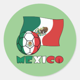 Mexikanischer Fußballball und -flagge Runder Aufkleber