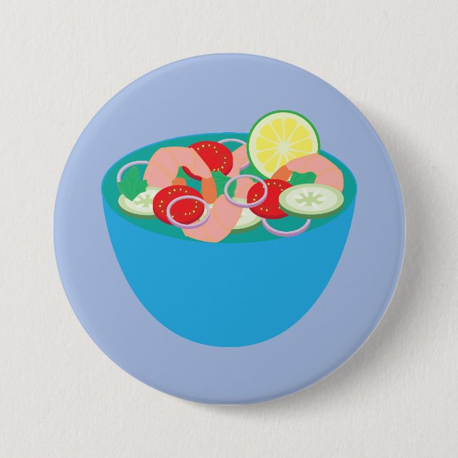 Mexikanischer Garnelen-Ceviche Button (Vorderseite)