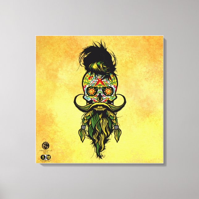 Mexikanischer Hipster Skulls-Bärenkopf Leinwanddruck (Vorderseite)