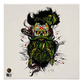 Mexikanischer Hipster Skulls-Bärenkopf Poster