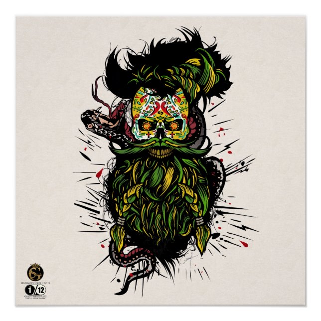 Mexikanischer Hipster Skulls-Bärenkopf Poster (Vorderseite)