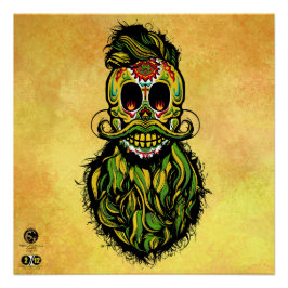 Mexikanischer Hipster Skulls-Bärenkopf Poster