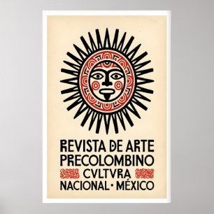 Mexikanischer Kunstdruck Präkolumbianische Sonnenm Poster