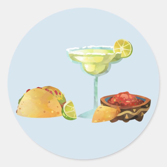 Mexikanischer Lebensmittelchip Margarita Taco Sals Runder Aufkleber (Vorderseite)