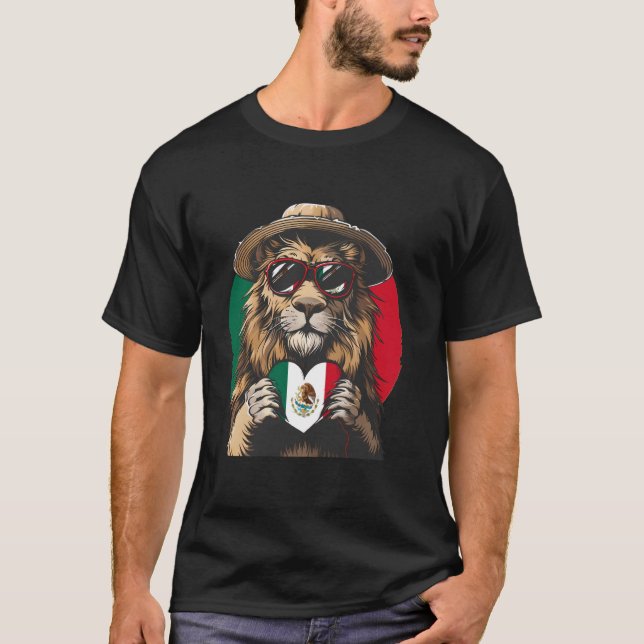 Mexikanischer Löwe mexikanische Flagge mexikanisch T-Shirt (Vorderseite)