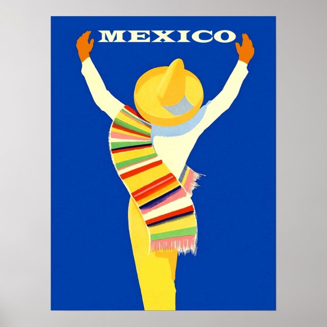 Mexikanischer Mann in Sombrero und Volkskleider Poster (Vorne)