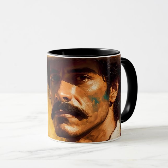mexikanischer Mann mit leuchtend ernstem Schnurrba Tasse (VorderseiteRechts)