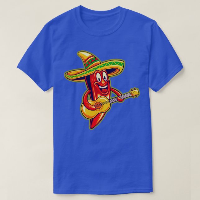 Mexikanischer Red Hot Chili sombrero vihuela Cinco T-Shirt (Design vorne)