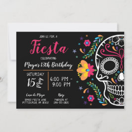 Mexikanischer Schädel Blumenfiesta zum Geburtstag Einladung