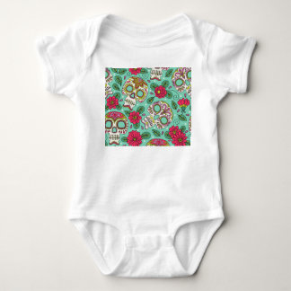 mexikanischer Schädel und Blume, nahtlos. Baby Strampler