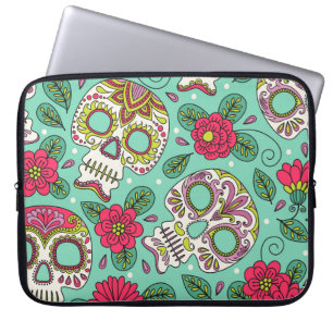 mexikanischer Schädel und Blume, nahtlos. Laptopschutzhülle