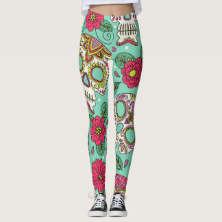 mexikanischer Schädel und Blume, nahtlos. Leggings