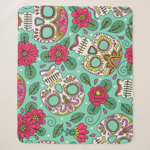 mexikanischer Schädel und Blume, nahtlos. Sherpadecke
