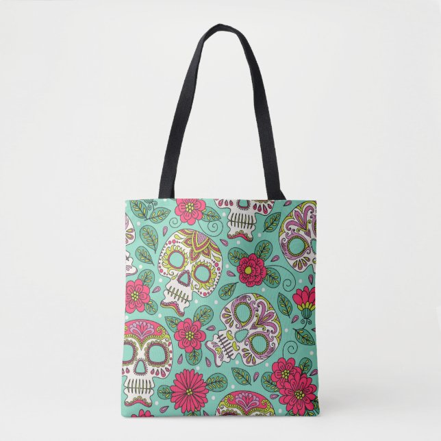 mexikanischer Schädel und Blume, nahtlos. Tasche (Vorderseite)
