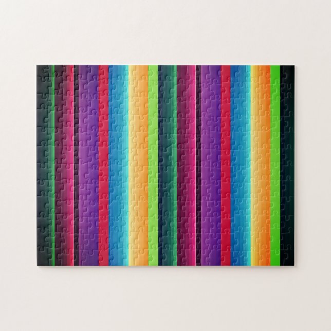 Mexikanischer Serape Green Red Lila Blue Mais Pink (Horizontal)