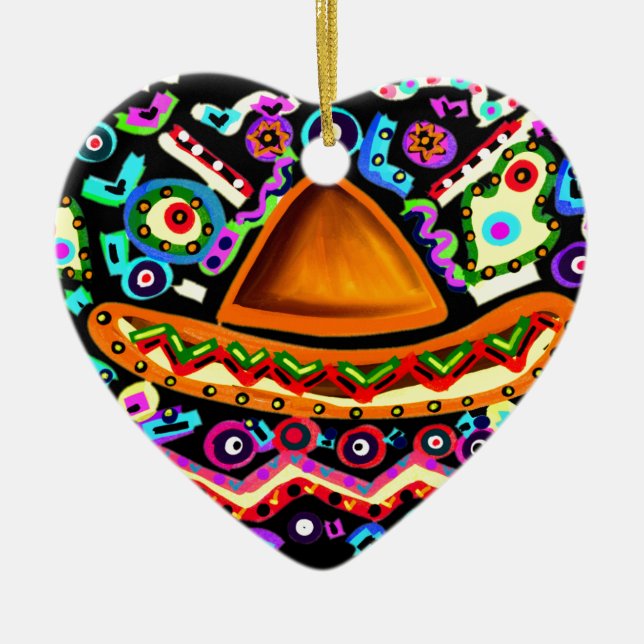 Mexikanischer Sombrero Keramik Ornament (Vorne)