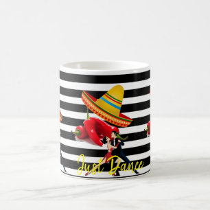 Mexikanischer Sombrero Tanz Schwarz Weiß Streifen  Kaffeetasse