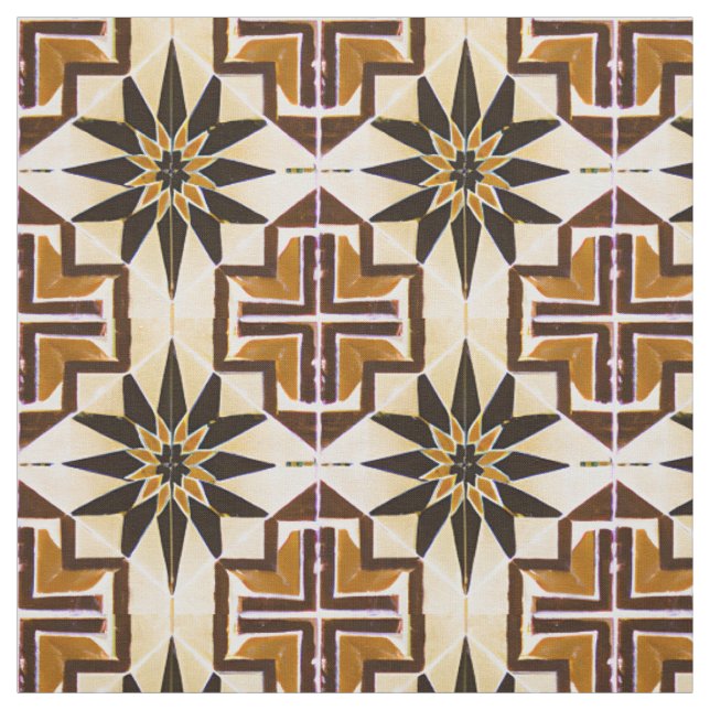 mexikanischer Stil Simulated Mosaic Neutral Browns Stoff (Muster)