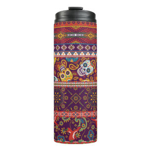 Mexikanischer Stil traditionelles Stoff-Patchwork Thermosbecher