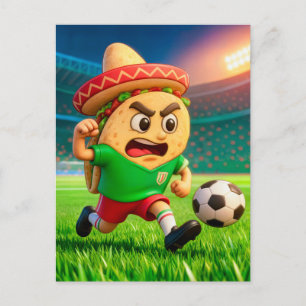 mexikanischer Taco-Fußballspieler rennt über das S Postkarte