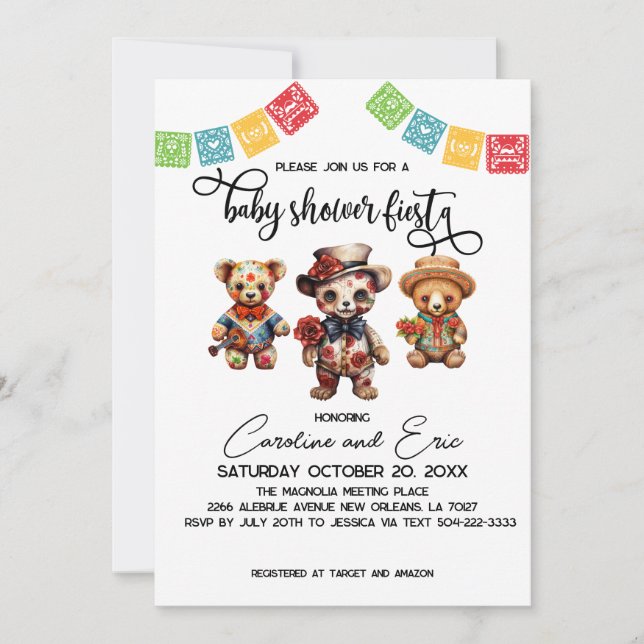 Mexikanischer Tag der Dead Baby Shower Fiesta Einladung (Vorderseite)