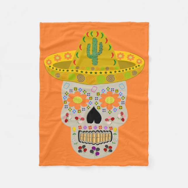 Mexikanischer Tag des Toten Schädels Fleecedecke (Vorderseite)