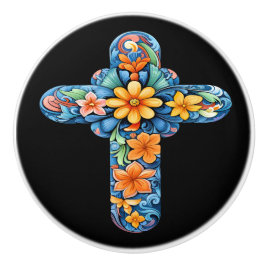 Mexikanischer Talavera-Kreuz-Keramikknopf Keramikknauf
