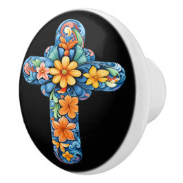 Mexikanischer Talavera-Kreuz-Keramikknopf Keramikknauf