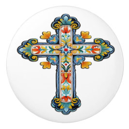 Mexikanischer Talavera-Kreuz-Keramikknopf Keramikknauf