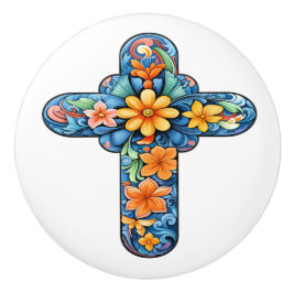 Mexikanischer Talavera-Kreuz-Keramikknopf Keramikknauf
