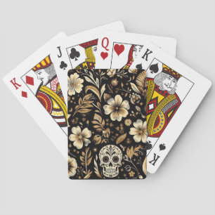mexikanischer Totenkult und florale schwarze Kunst Spielkarten