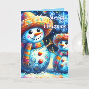 Mexikanischer Volkskunst Snowmen Personalisiert Karte