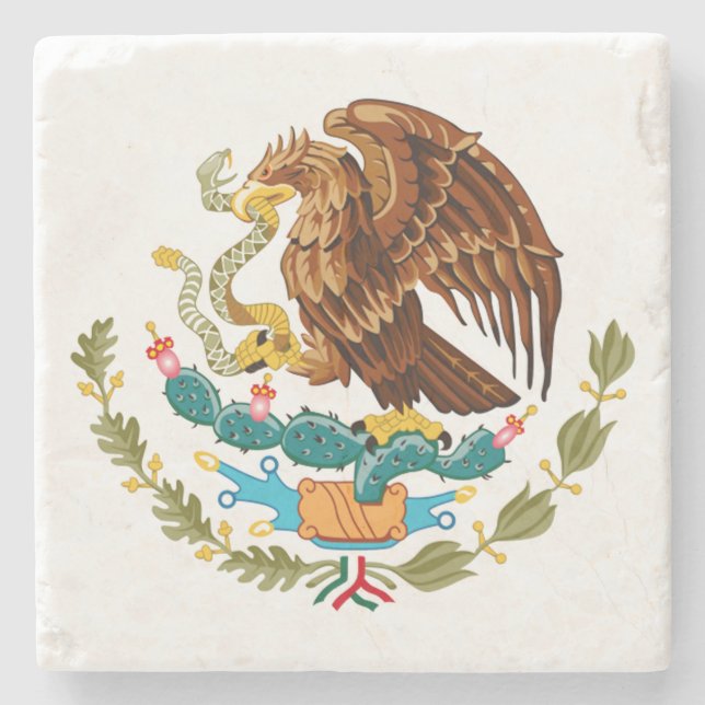 Mexikanischer Wappen-Untersetzer Steinuntersetzer (Vorderseite)