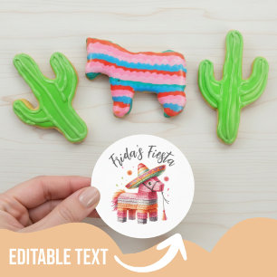 Mexikanischer Wasserfarben Piñata Sombrero Individ Runder Aufkleber