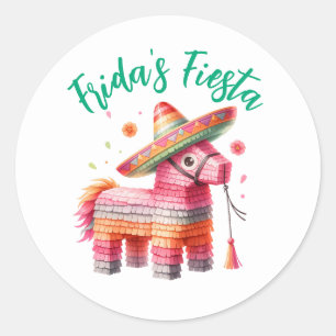 Mexikanischer Wasserfarben Piñata Sombrero Individ Runder Aufkleber